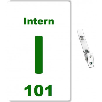 Custom Printed Numbered PVC Intern Badges + Strap Clips - 10 pack